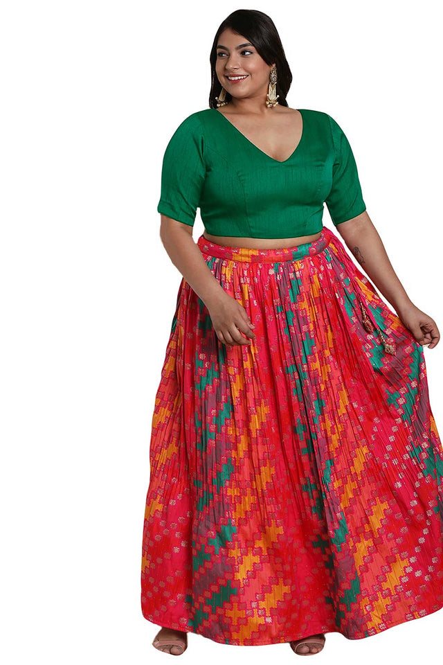 Buy Green Raw Silk Readymade Saree Blouse Online - KARMAPLACE