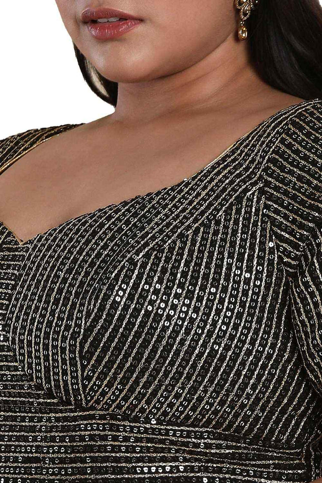 Buy Black Silk Readymade Saree Blouse Online - KARMAPLACE