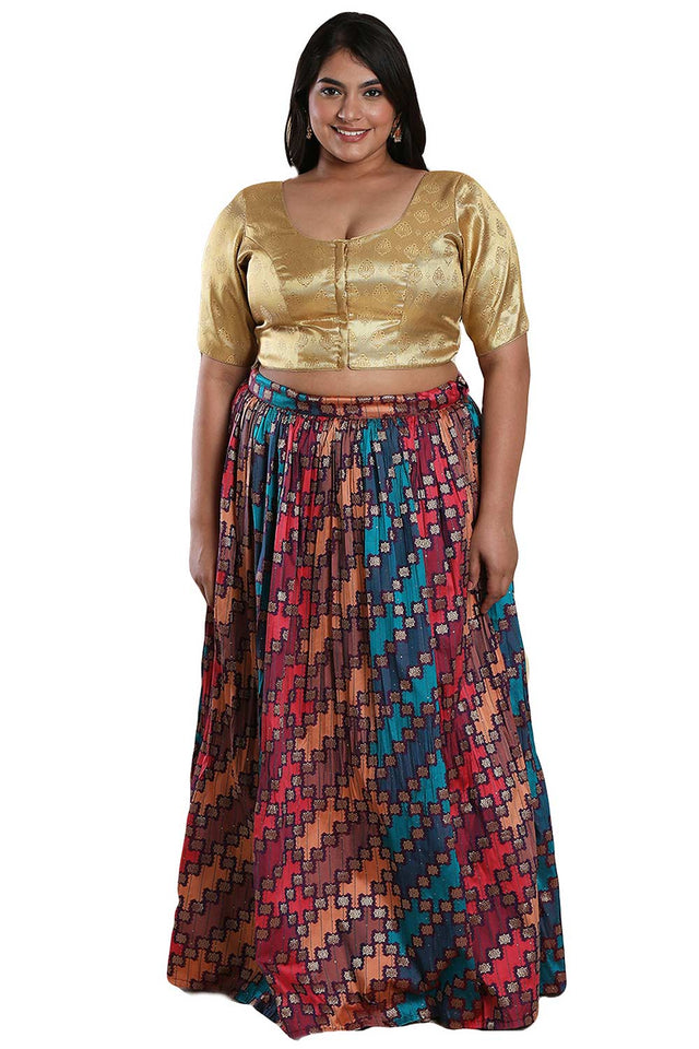 Buy Gold Brocade Readymade Saree Blouse Online - KARMAPLACE