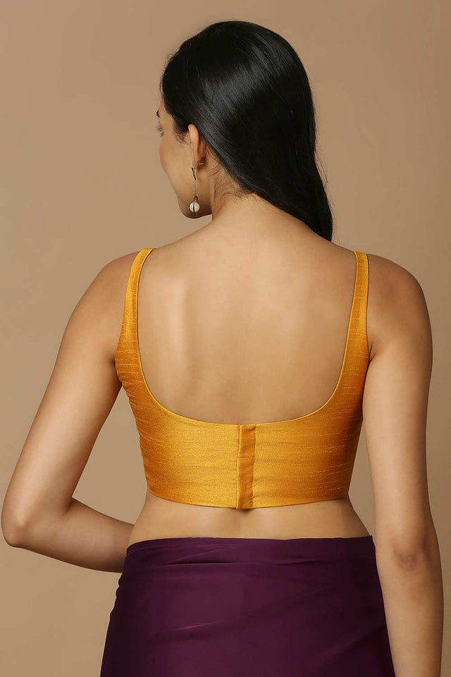 Yellow Silk Sleeveless Padded Blouse