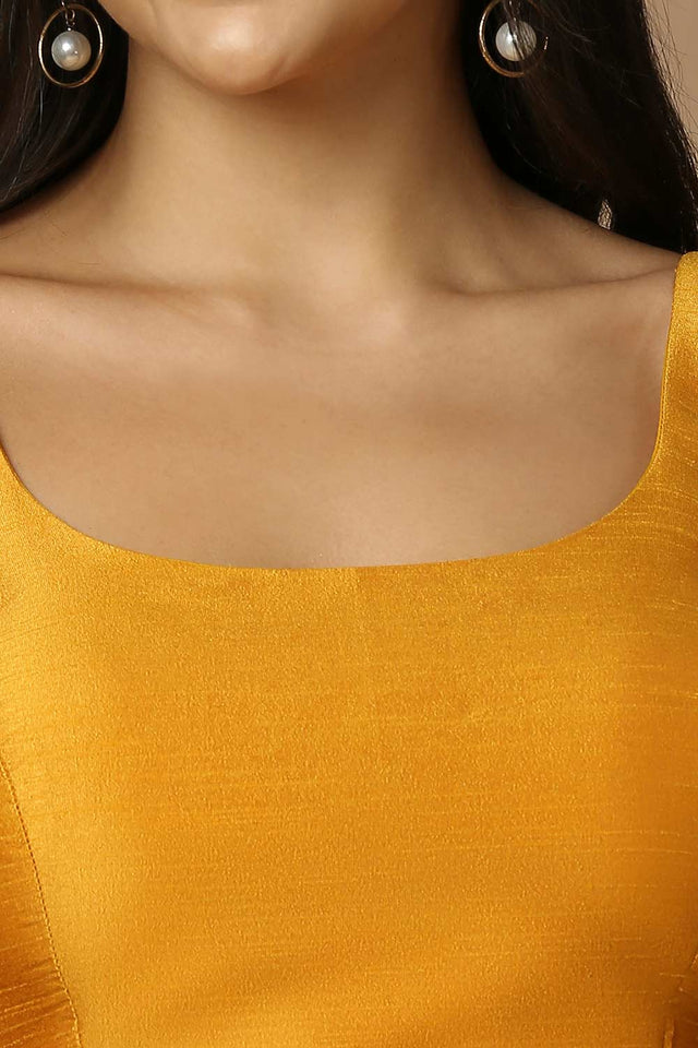 Yellow Silk Sleeveless Padded Blouse