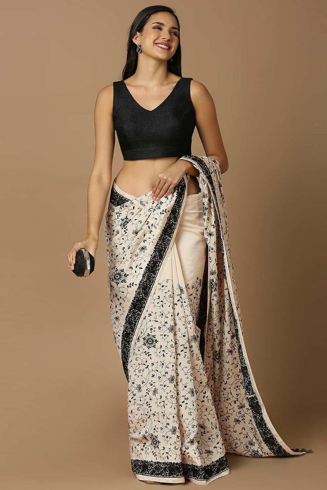 Black Silk Sleeveless Padded Blouse