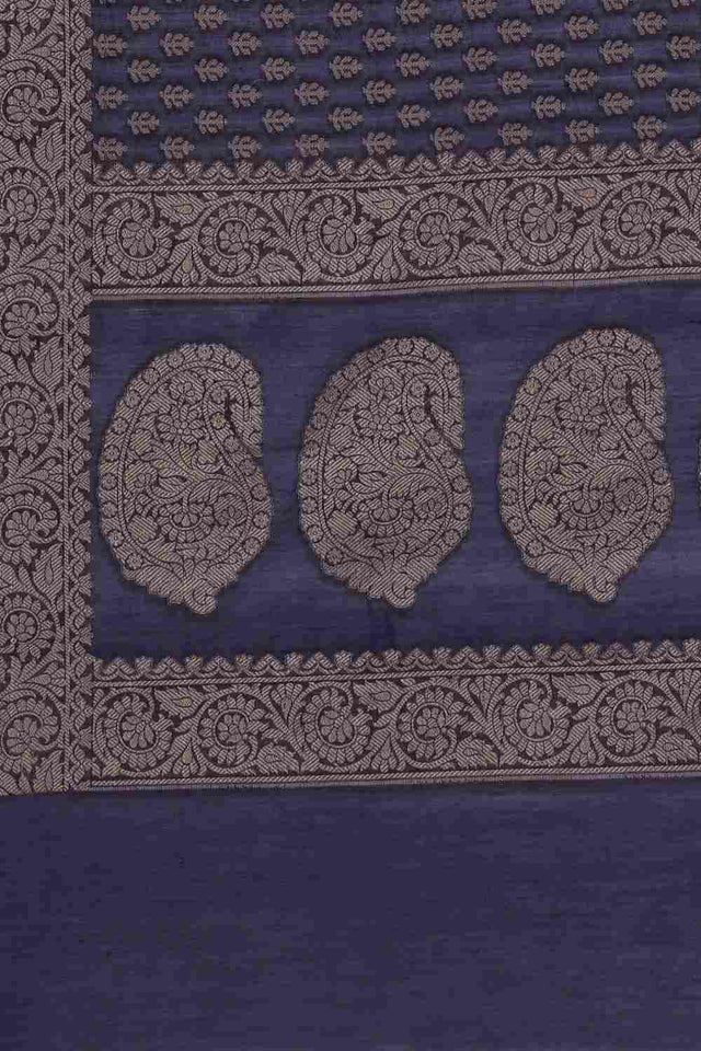 Blue Art Silk Block Saree