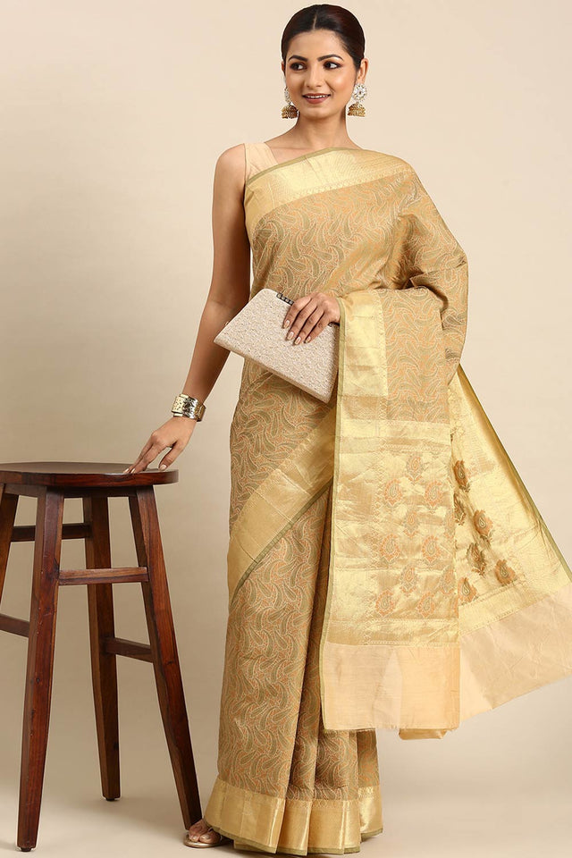 Green Art Silk Block Saree