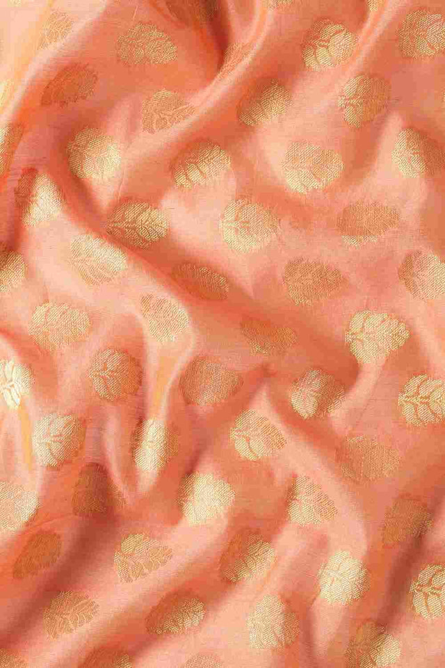 Orange Art Silk Block Saree