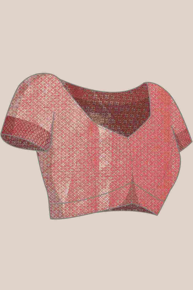 White Silk Blend Self-Design Saree