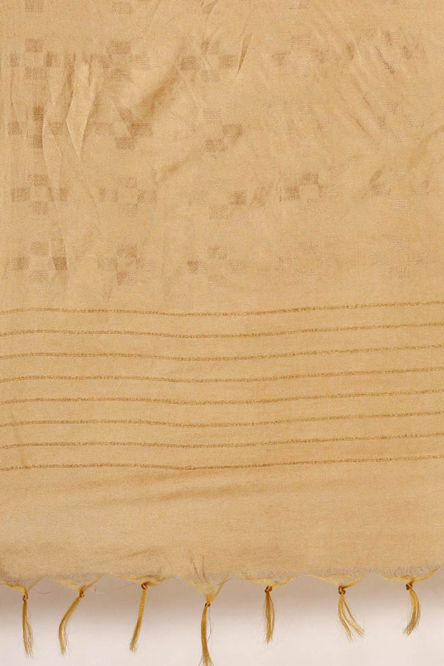 Beige Art Silk Block Saree