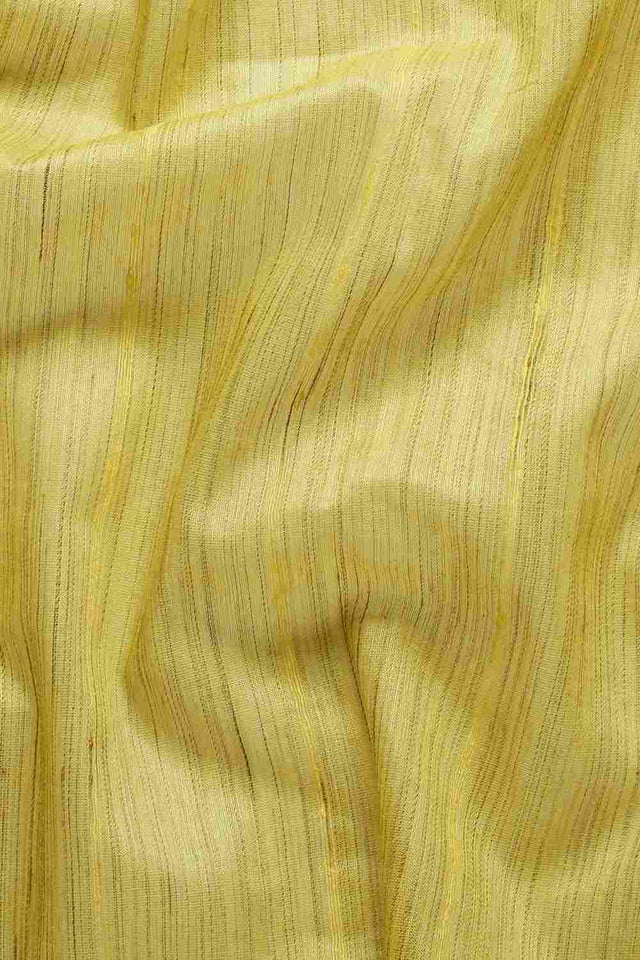Yellow Silk Blend Self-Design Saree