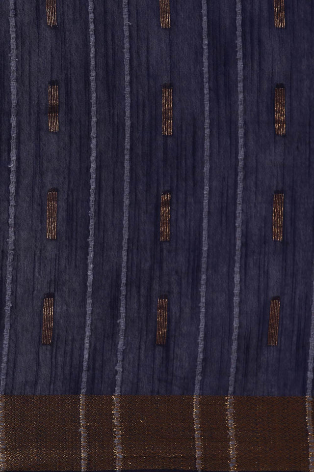 Blue Art Silk Block Saree