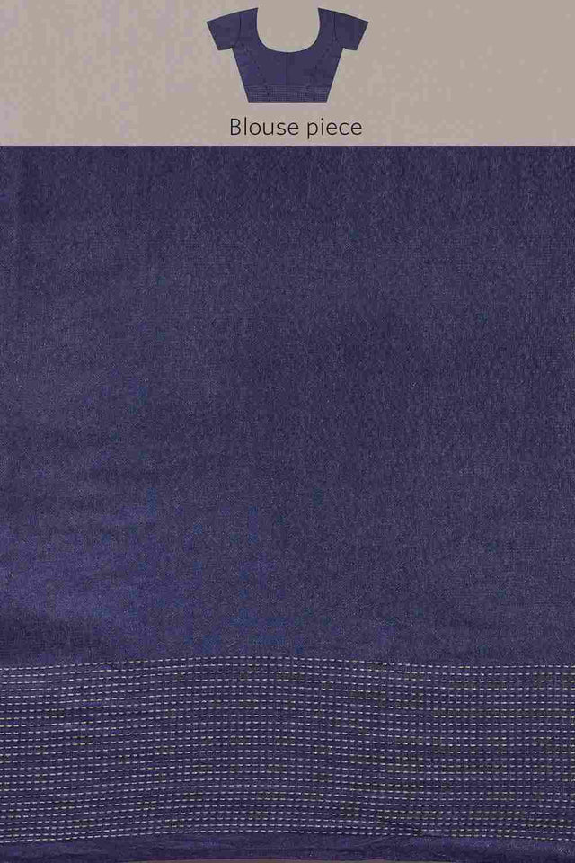 Blue Art Silk Block Saree