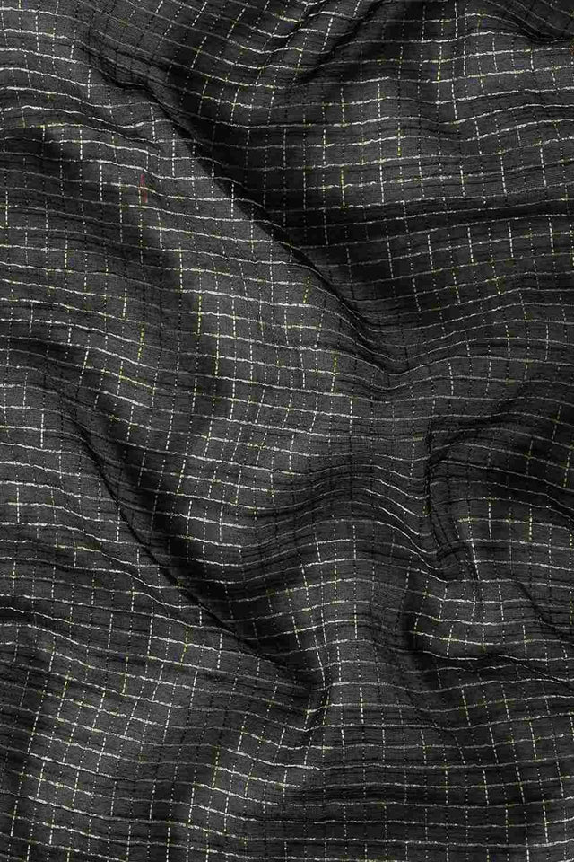 Black Art Silk Block Saree