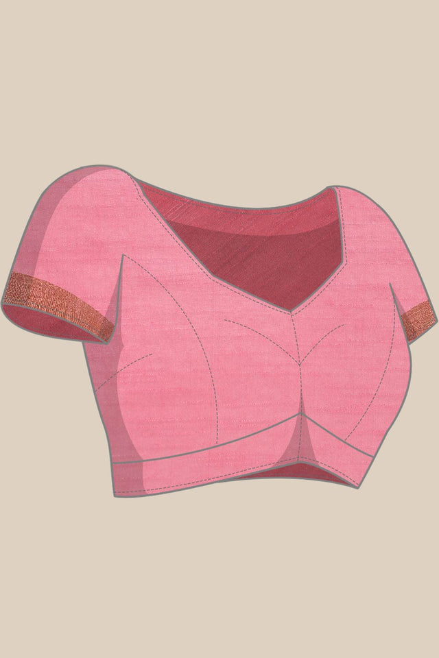 Pink Art Silk Block Saree