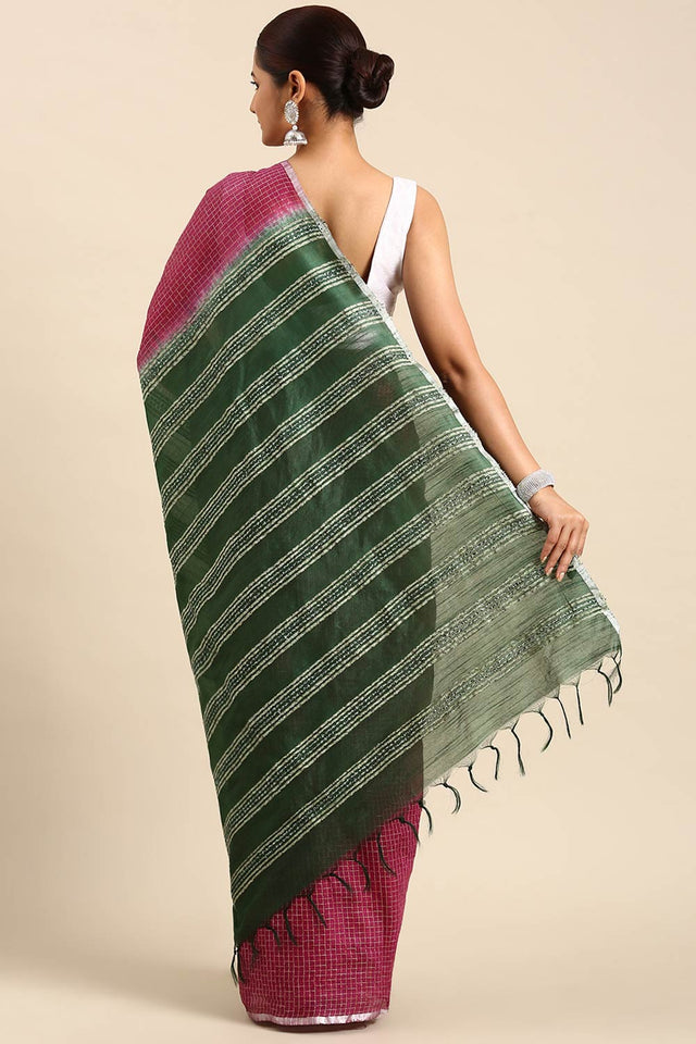 Purple Art Silk Block Saree