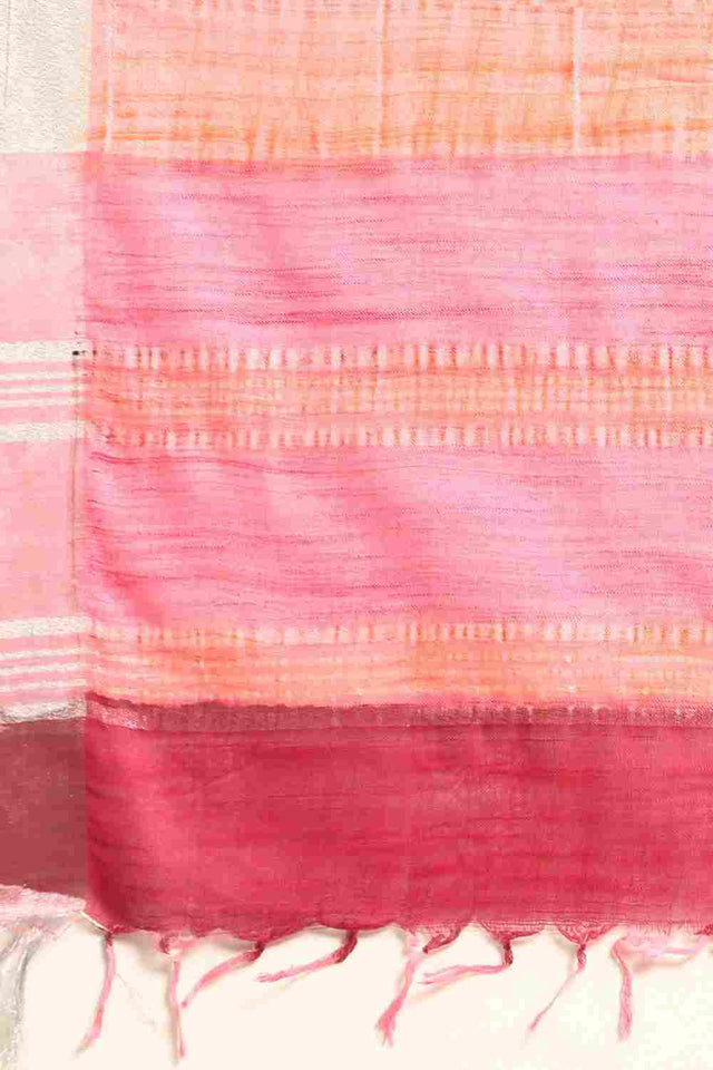 Pink Cotton Floral Saree