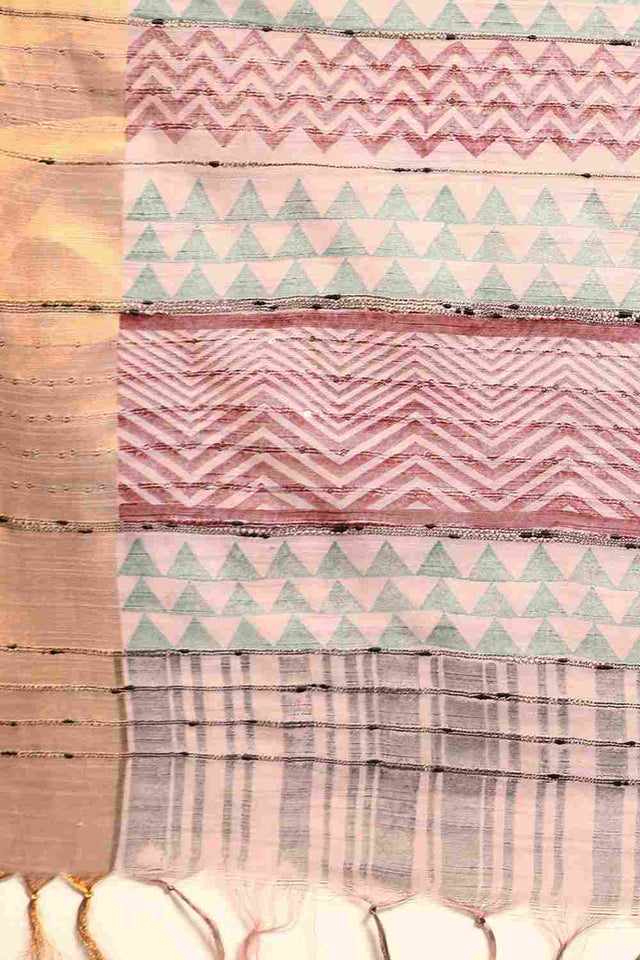 Grey Art Silk Block Saree