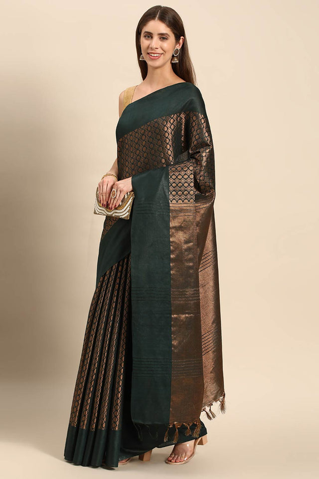Green Art Silk Block Saree