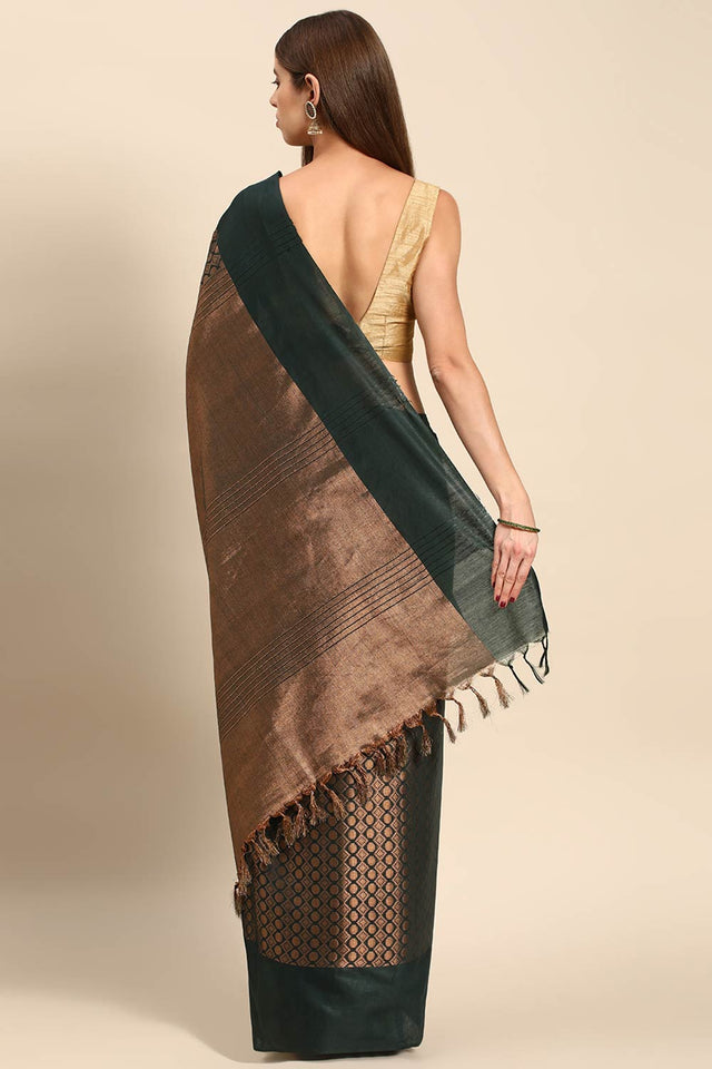 Green Art Silk Block Saree