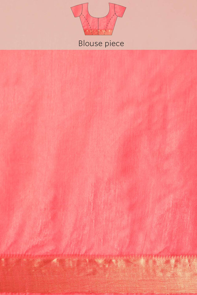 Peach Art Silk Block Saree