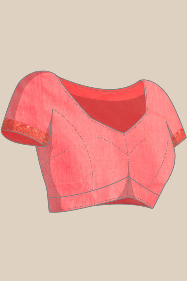 Peach Art Silk Block Saree