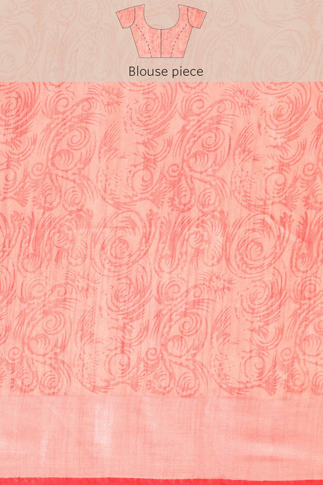 Peach Art Silk Block Saree