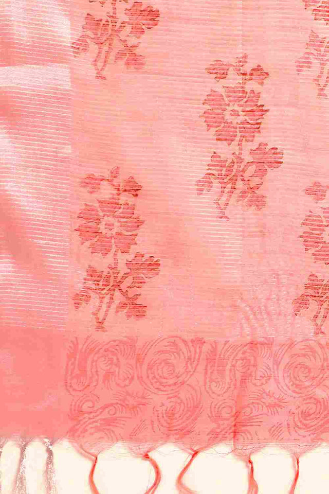 Peach Art Silk Block Saree