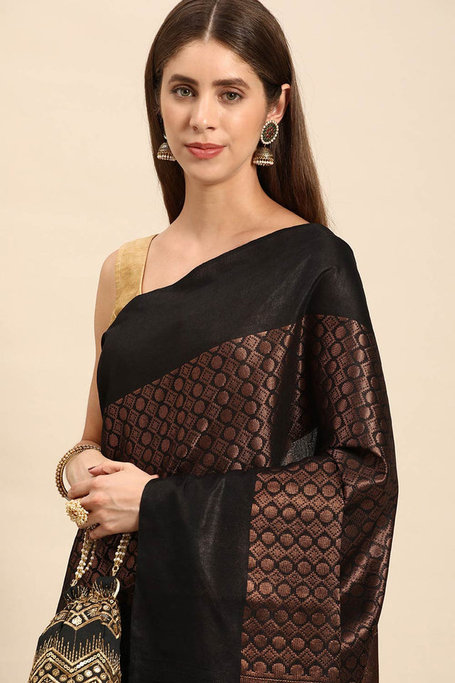 Black Art Silk Indian Saree