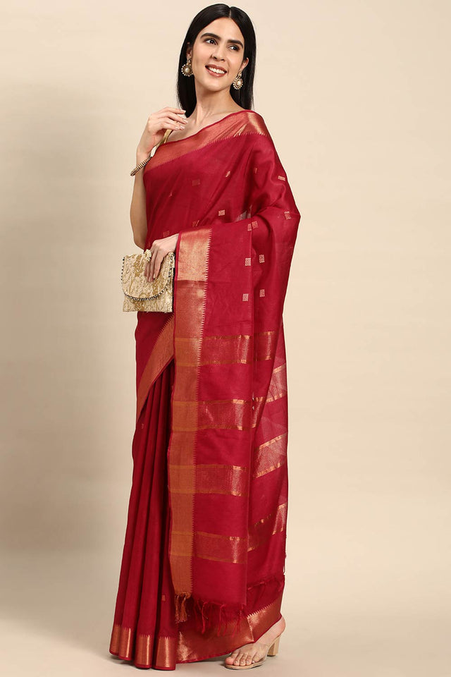 Maroon Art Silk Indian Saree