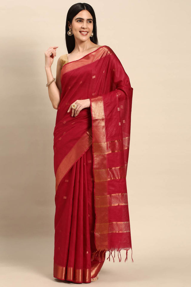 Maroon Art Silk Indian Saree