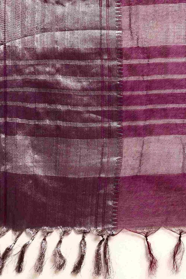 Purple Art Silk Block Saree