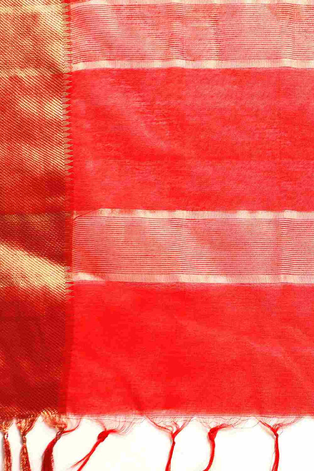 Red Art Silk Block Saree