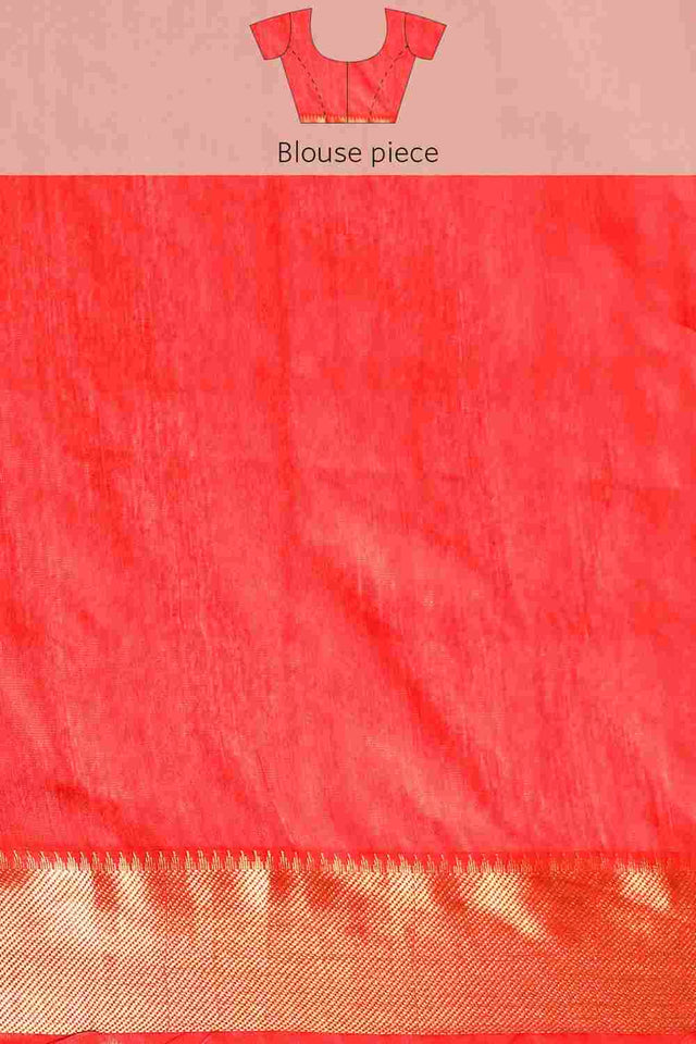 Red Art Silk Block Saree