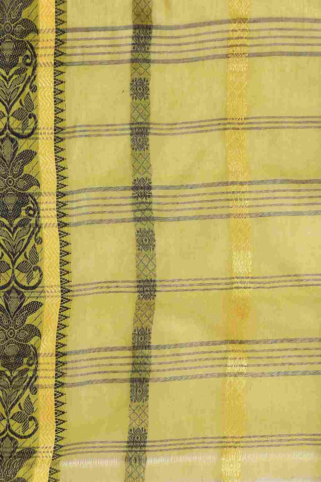 Green Cotton Block Saree