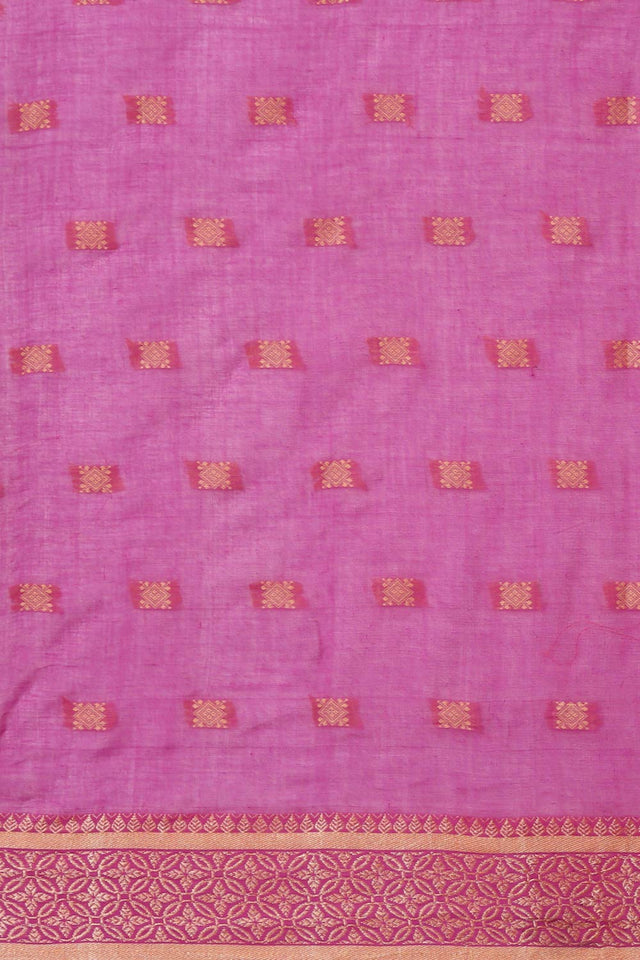 Purple Cotton Block Saree