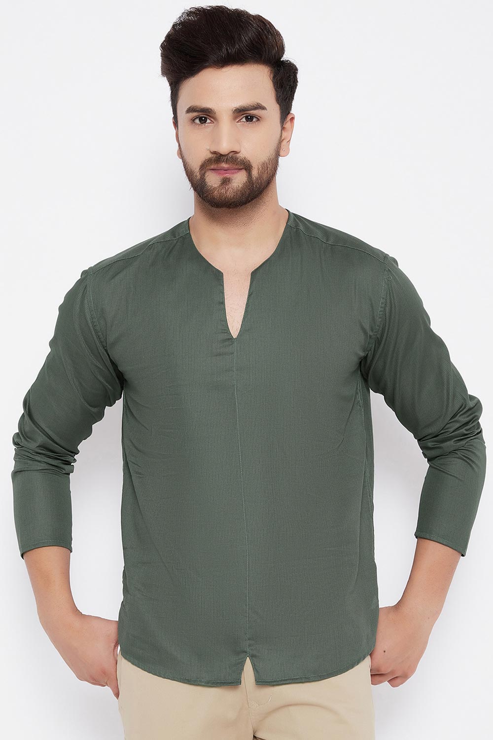 Buy Rayon Solid Kurta in Green Online
