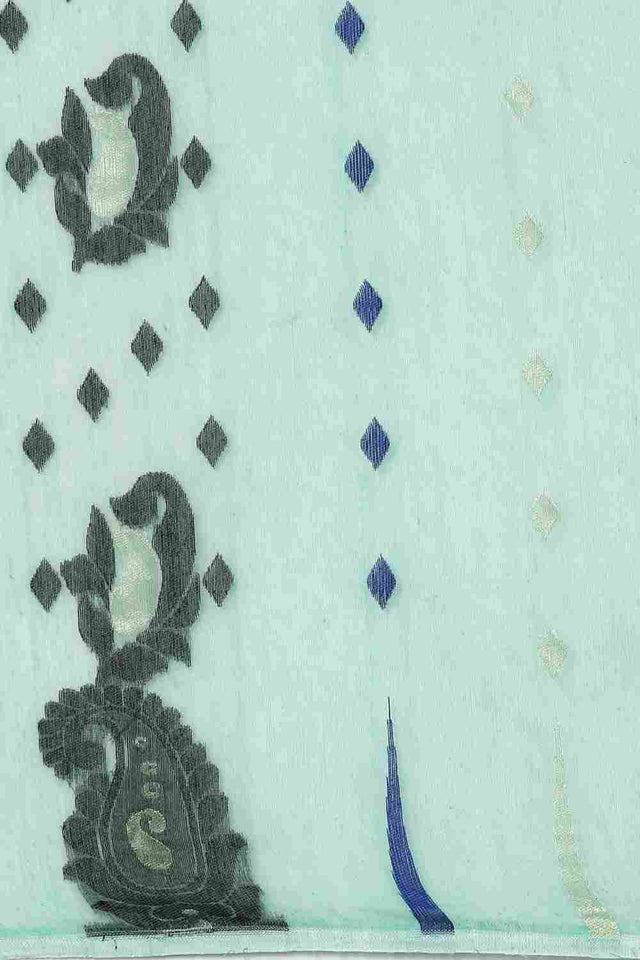 Green Jamdani Block Saree