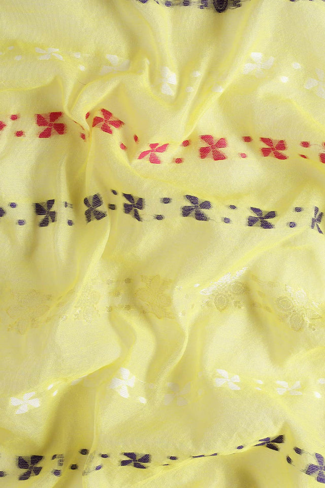 Yellow Jamdani Block Saree