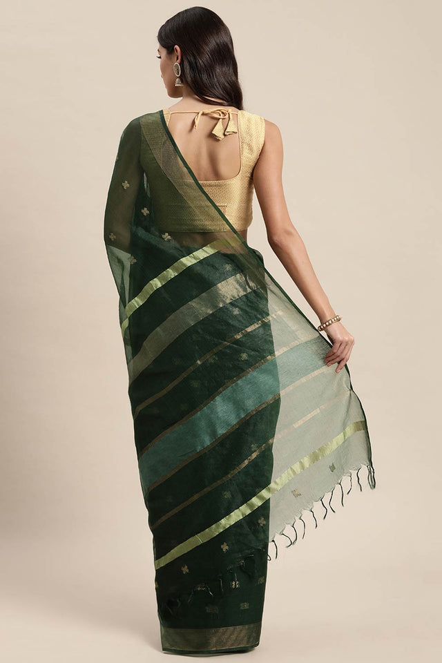 Green Organza Indian Saree
