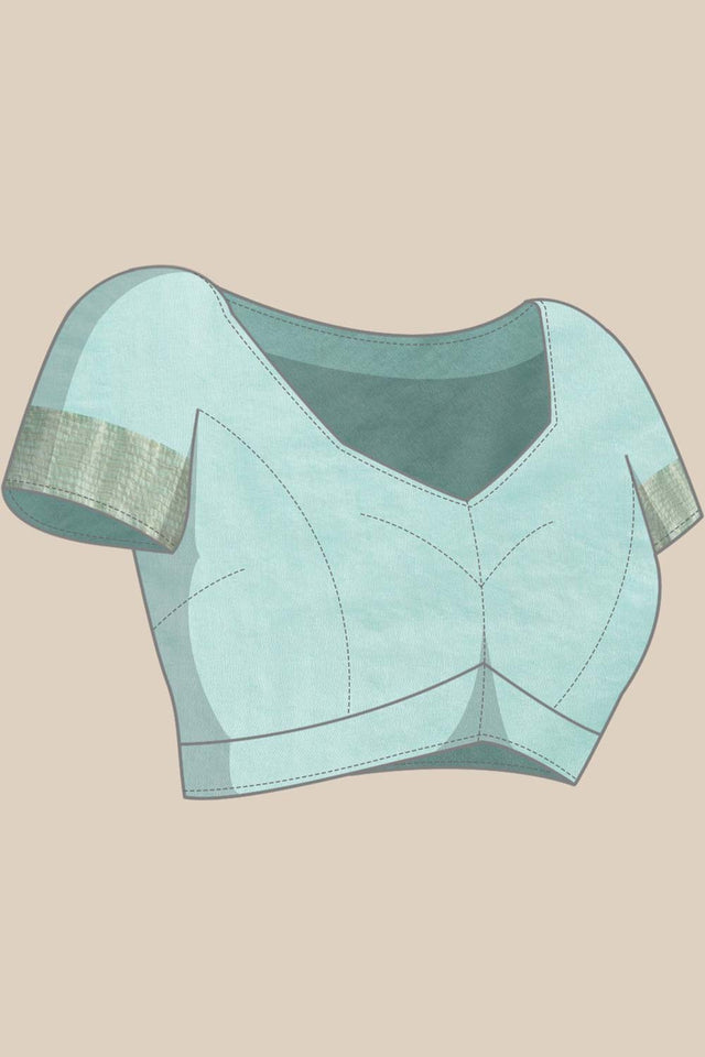 Silk Blend Woven Saree In Blue