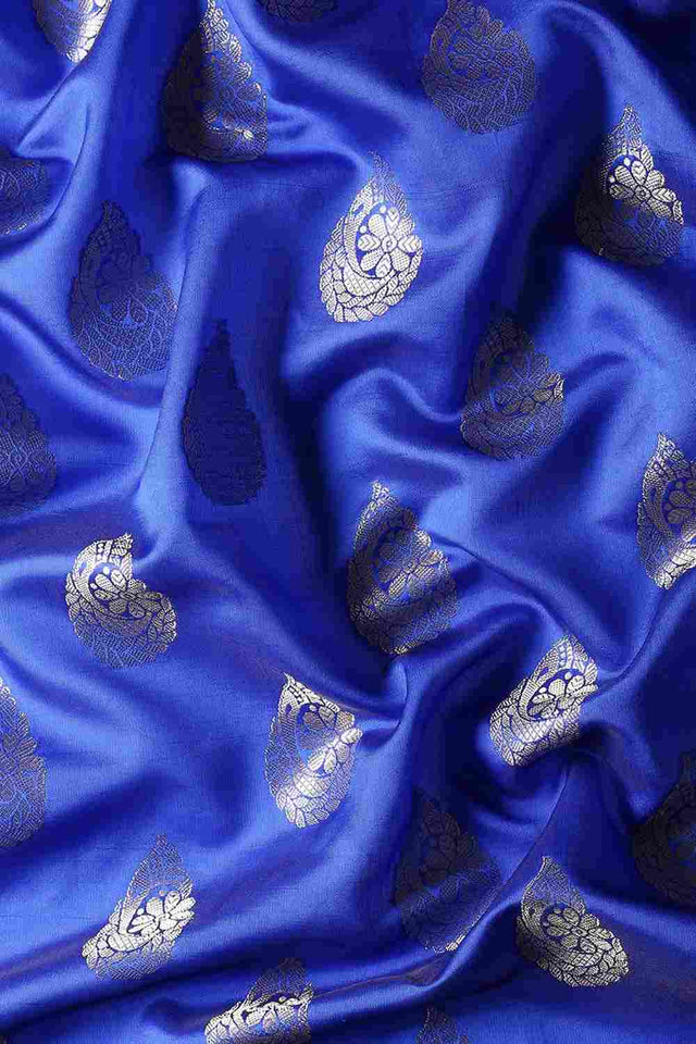 Blue Art Silk Block Saree