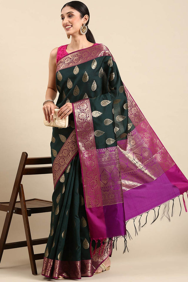 Green Art Silk Block Saree