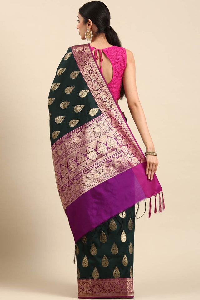 Green Art Silk Block Saree