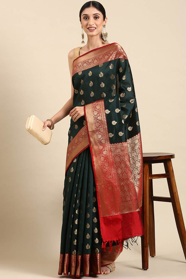 Green Art Silk Block Saree