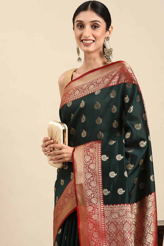 Green Art Silk Block Saree