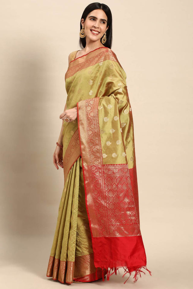 Green Art Silk Block Saree