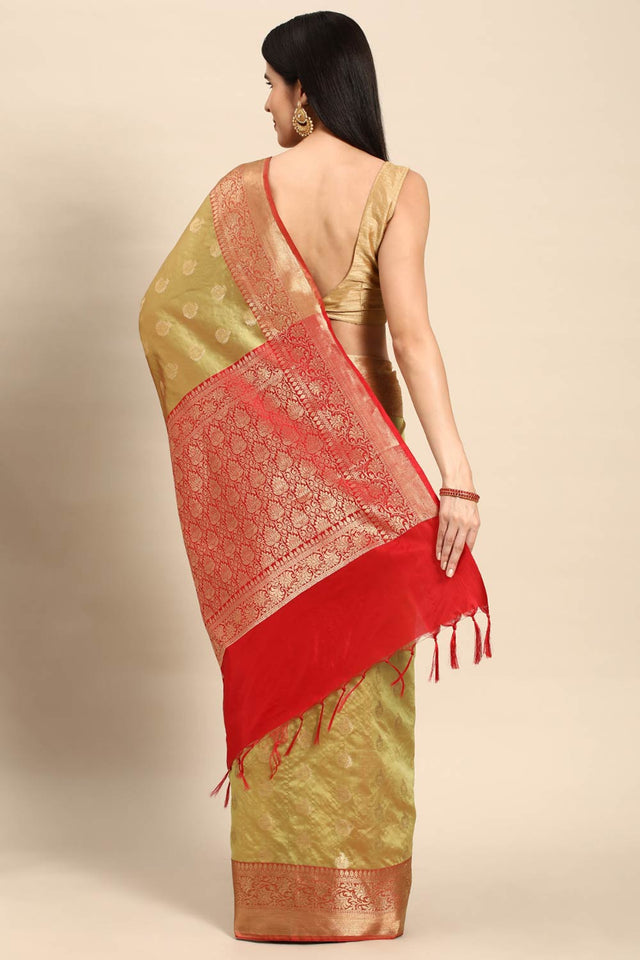 Green Art Silk Block Saree