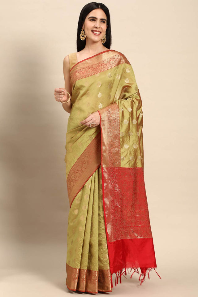 Green Art Silk Block Saree