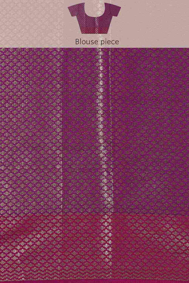 Maroon Art Silk Block Print Saree