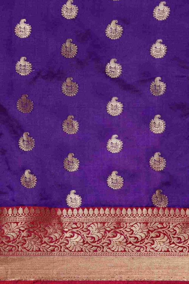 Purple Art Silk Block Saree