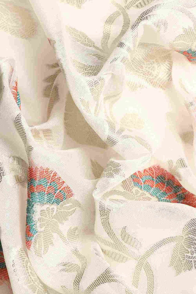 White Chiffon Block Saree