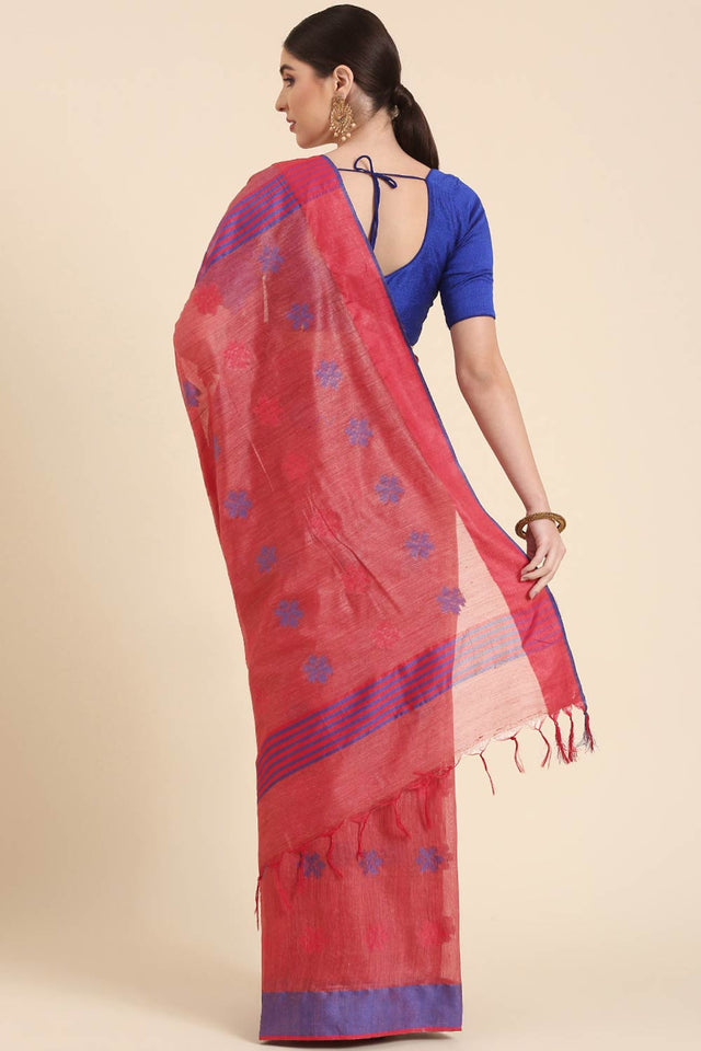 Red Silk Blend Indian Saree